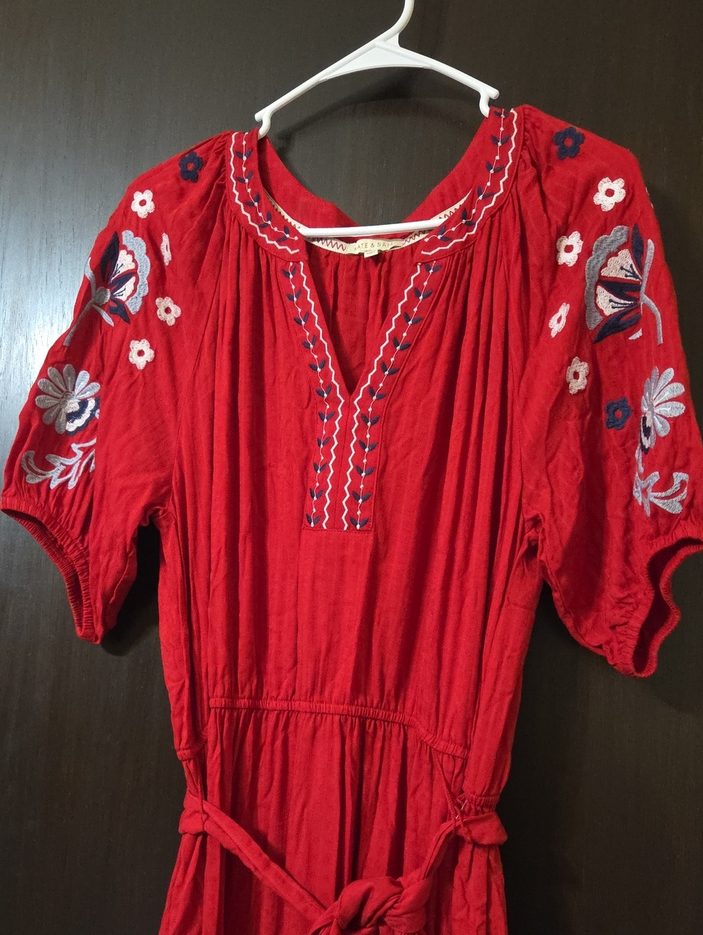 Kate & Sam red boho dress with embroidery Medium